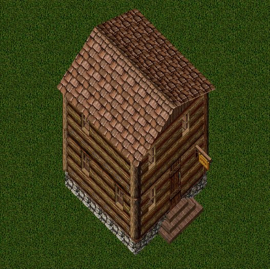 Small Log House, outside, facing east, stage 2