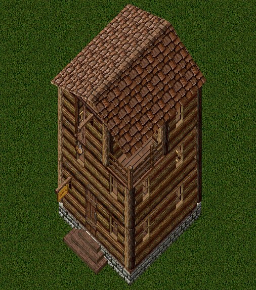 Small Log House, outside, facing south, stage 3