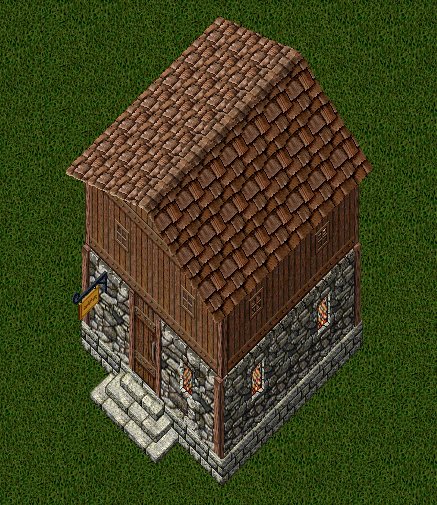 Small Wooden House, outside, facing south, stage 2