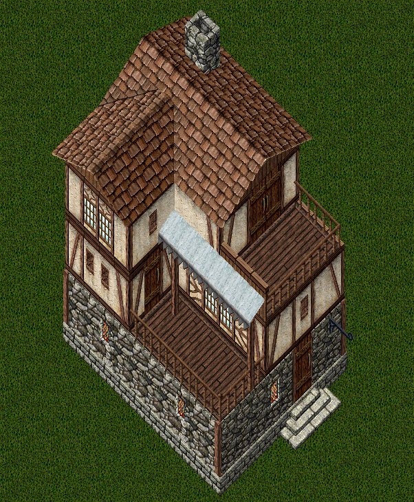 Stone-and-Plaster Cottage, outside, stage 3